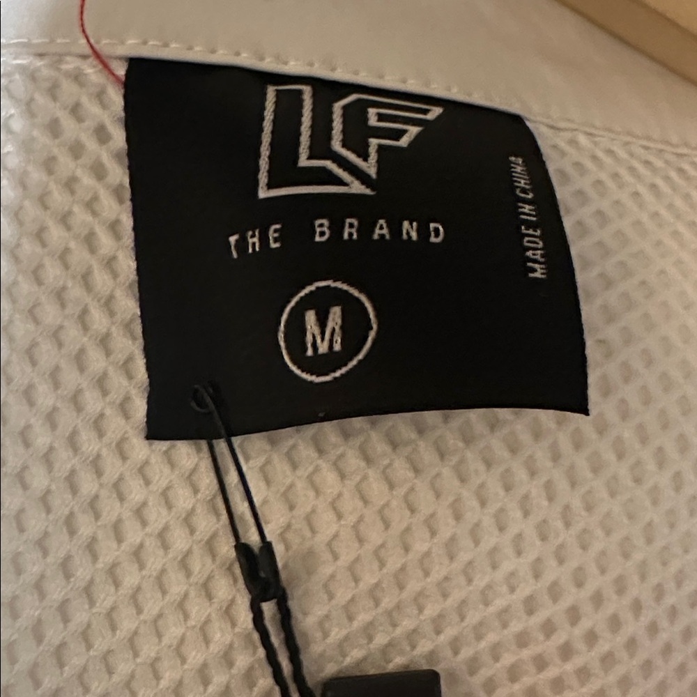LF The Brand White Buckle Cropped Bomber Jacket with Blue Suspenders - Picture 3 of 4